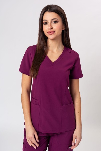 Bluza medyczna damska Maevn Momentum Double V-neck wiśniowa-1