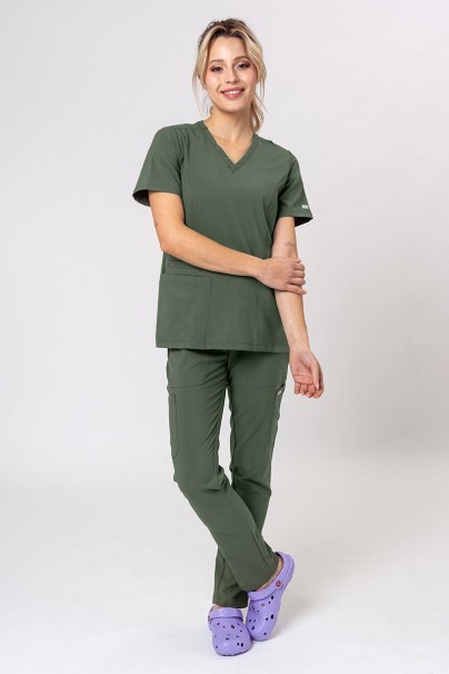 Komplet medyczny damski Maevn Momentum (bluza Double V-neck, spodnie 6-pocket) oliwkowy-1