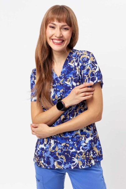 Bluza medyczna damska Sunrise Uniforms Prints Blue Abstract-1