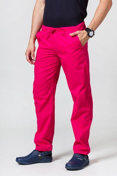 Spodnie medyczne męskie Sunrise Uniforms Basic Regular malinowe-1
