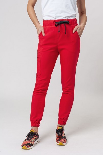 Spodnie medyczne damskie Sunrise Uniforms Premium Chill jogger czerwone-1