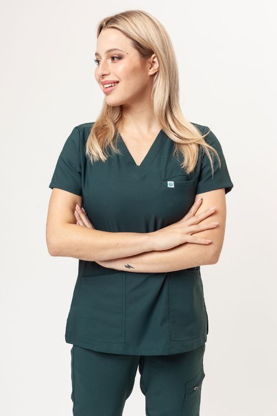 Bluza medyczna damska Uniforms World 109PSX Shelly butelkowa zieleń-1