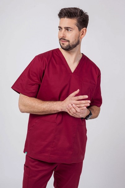 Bluza medyczna męska Sunrise Uniforms Active Flex wiśniowa-1