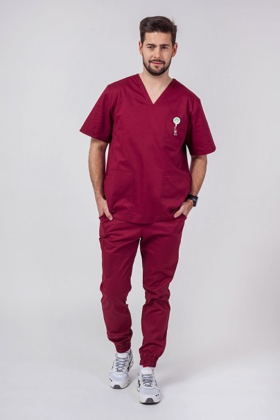 Komplet medyczny męski Sunrise Uniforms Active Men (bluza Flex, spodnie Flow jogger) wiśniowy-1
