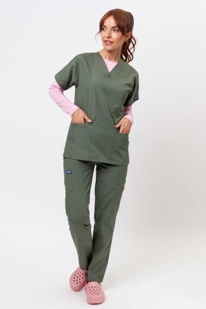 Komplet medyczny damski Cherokee Originals (bluza V-neck, spodnie N.Rise) oliwkowy-1