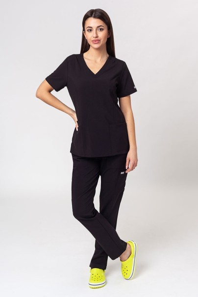 Komplet medyczny damski Maevn Momentum (bluza Double V-neck, spodnie 6-pocket) czarny-1
