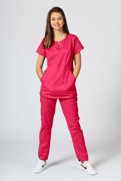 Komplet medyczny damski Sunrise Uniforms Active (bluza Kangaroo, spodnie Loose) malinowy-1