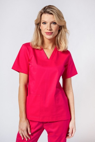 Bluza medyczna damska Sunrise Uniforms Active Bloom malinowa-1