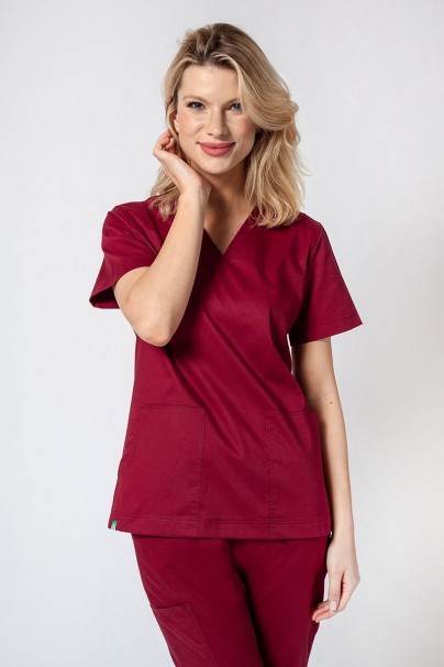 Bluza medyczna damska Sunrise Uniforms Active Bloom wiśniowa-1