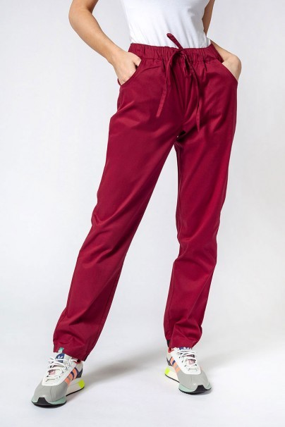 Spodnie medyczne damskie Sunrise Uniforms Active Loose wiśniowe-1