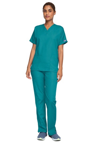 Komplet medyczny damski Cherokee Originals (bluza V-neck, spodnie N.Rise) morski błękit-1